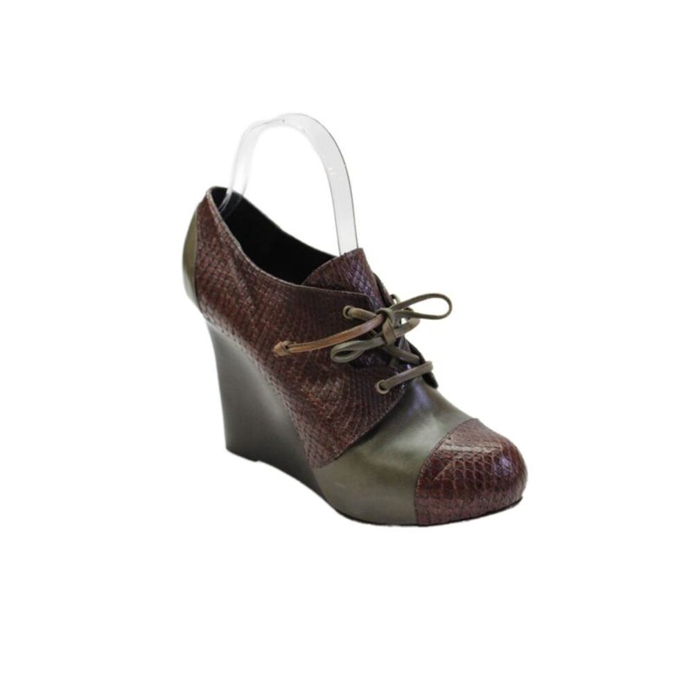 Georgina Goodman Womens Embossed Snakeskin Bootie Boots Shoes Brown Size 8.5